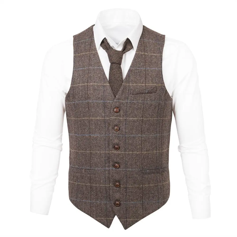 Waistcoat Men Suit Vest Plaid Male Large Window Herringbone Wool Blend Tweed Single-breasted Vests
Waistcoat Men Suit Vest Plaid Male Large Window Herringbone Wool Blend Tweed Single-breasted Vests