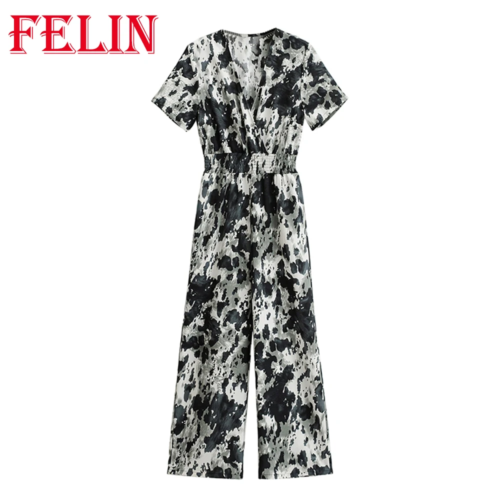 FELIN Women Jumpsuit Za New 2021 Summer Tie Dye V-Neck Contrast Printing Elegant Elastic Waist Rompers Jumpsuit Bodysuit
FELIN Women Jumpsuit Za New 2021 Summer Tie Dye V-Neck Contrast Printing Elegant Elastic Waist Rompers Jumpsuit Bodysuit