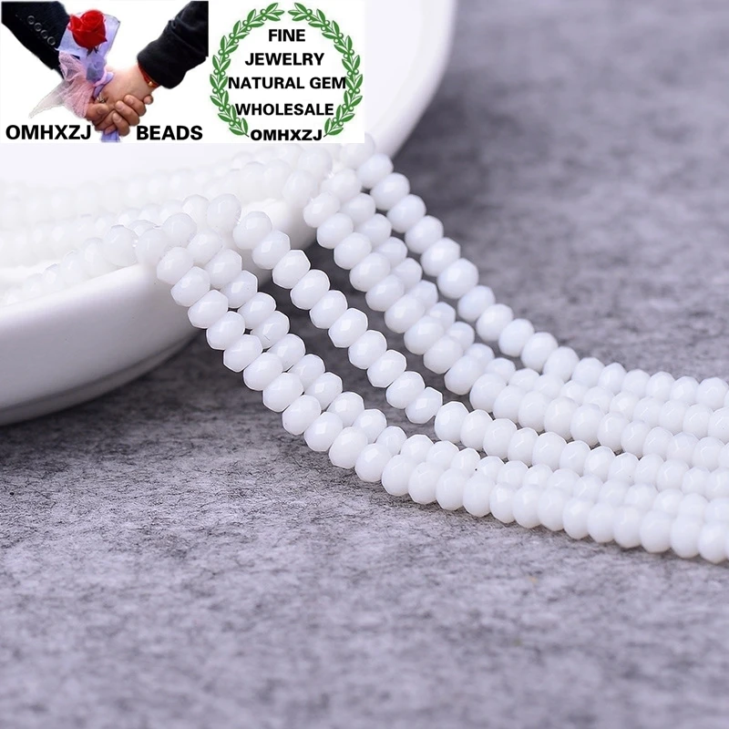 

OMHXZJ Wholesale ZB323 2x4mm DIY Bracelet Necklace Jewelry Making Accessories Components Natural Fine White Stone Round Beads