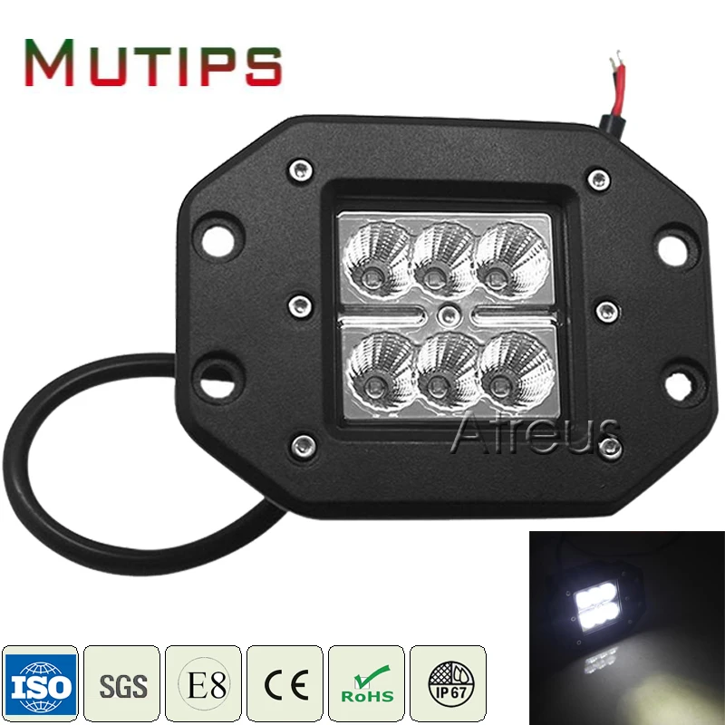 Mutips 18 Вт Автомобильный светодиодный рабочий светильник бар 12V LED пятно света DRL