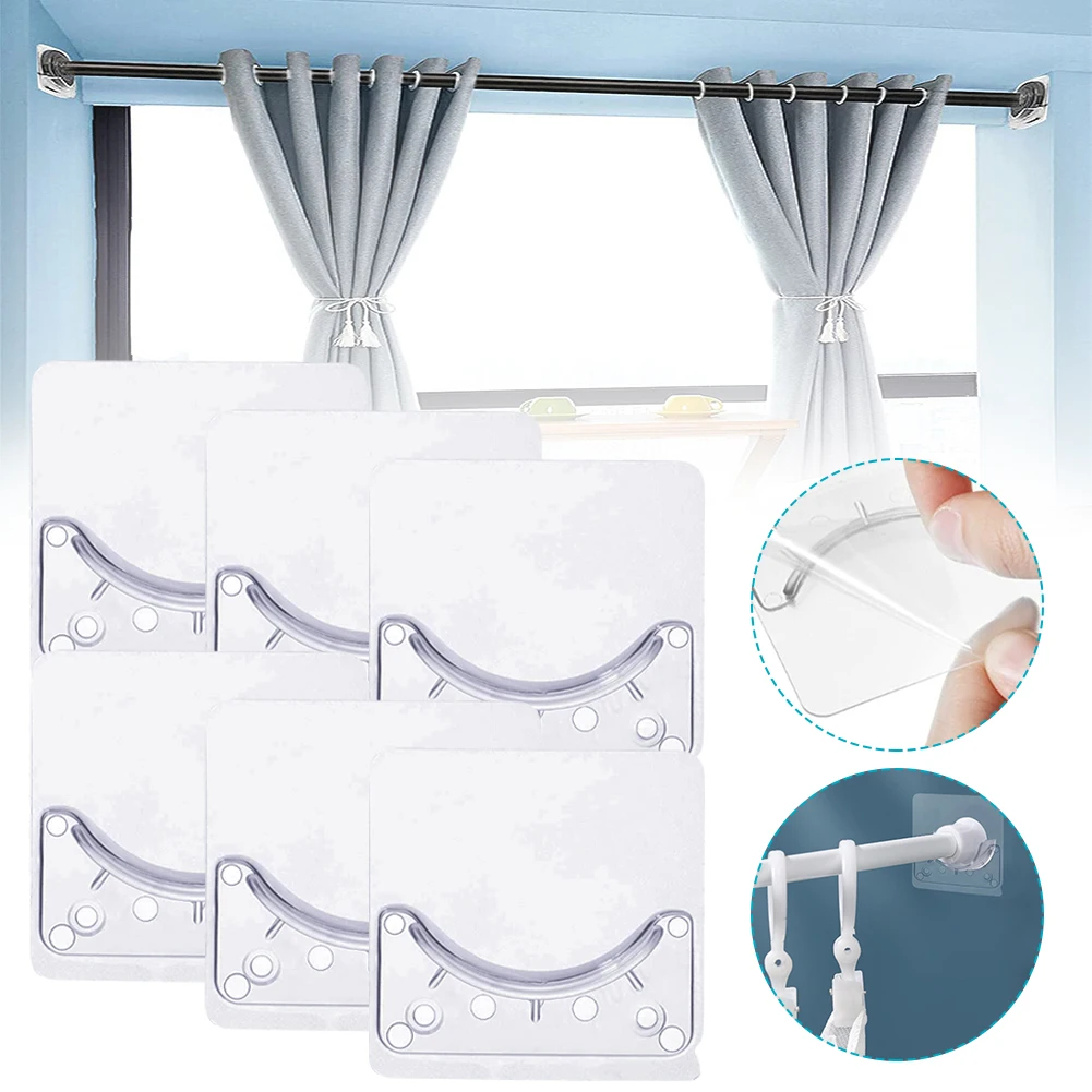 6 Pcs Adhesive Shower Curtain Rod Holder No Drilling Transparent Rod Mount Retainer with Strong Adhesive Bathroom Accessories
6 Pcs Adhesive Shower Curtain Rod Holder No Drilling Transparent Rod Mount Retainer with Strong Adhesive Bathroom Accessories