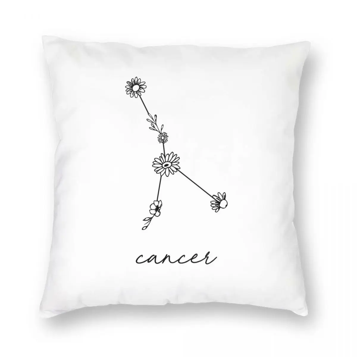 

Cancer Zodiac Wildflower Constellation Square Pillowcase Polyester Linen Velvet Printed Zip Decor Sofa Seater Cushion Cover