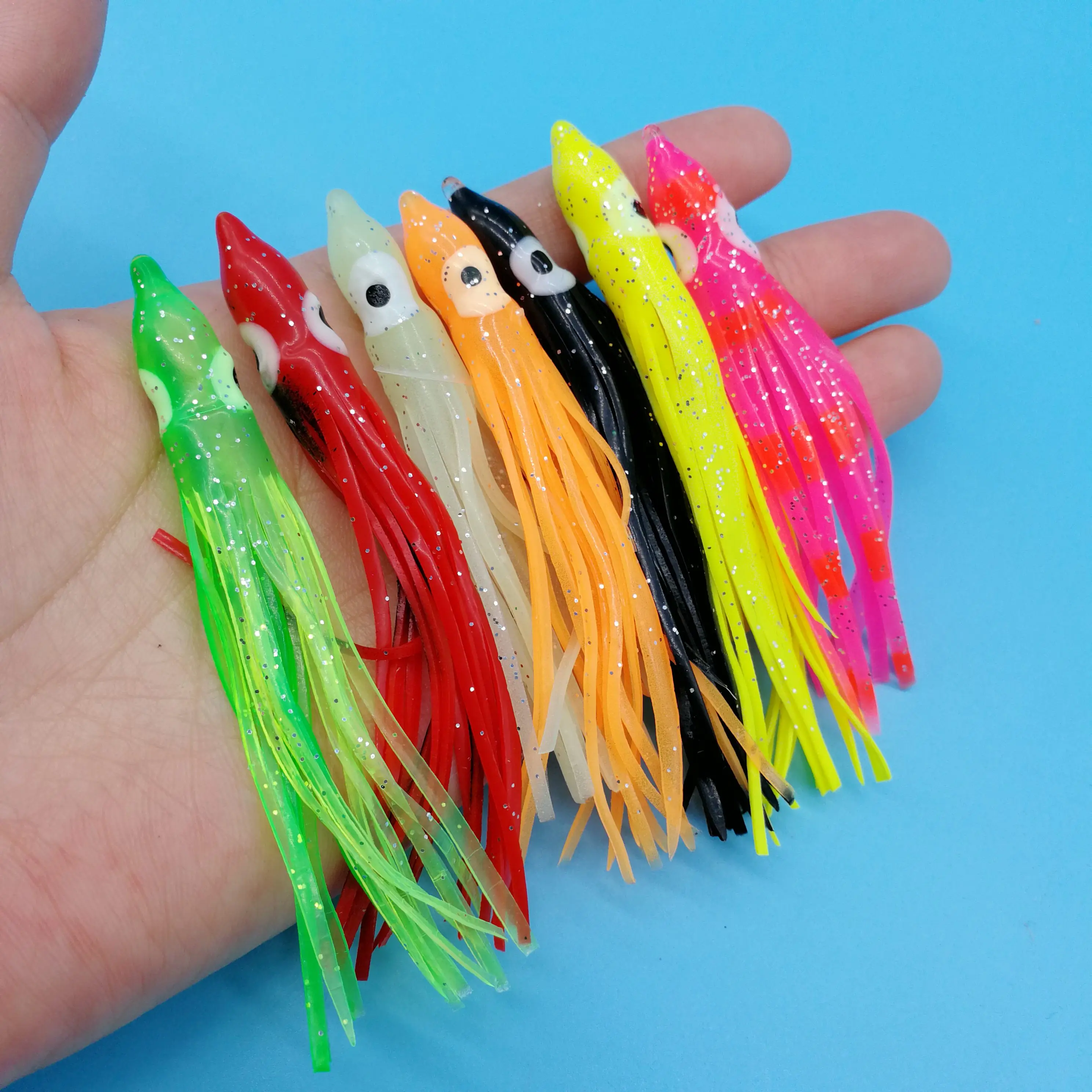 HOOFISH 60PCS/LOT Soft Plastic Octopus Lures Squid Skirt Lures 2g/90mm Octopus Glow Rubber Artificial Bait for Tuna Tackle
HOOFISH 60PCS/LOT Soft Plastic Octopus Lures Squid Skirt Lures 2g/90mm Octopus Glow Rubber Artificial Bait for Tuna Tackle