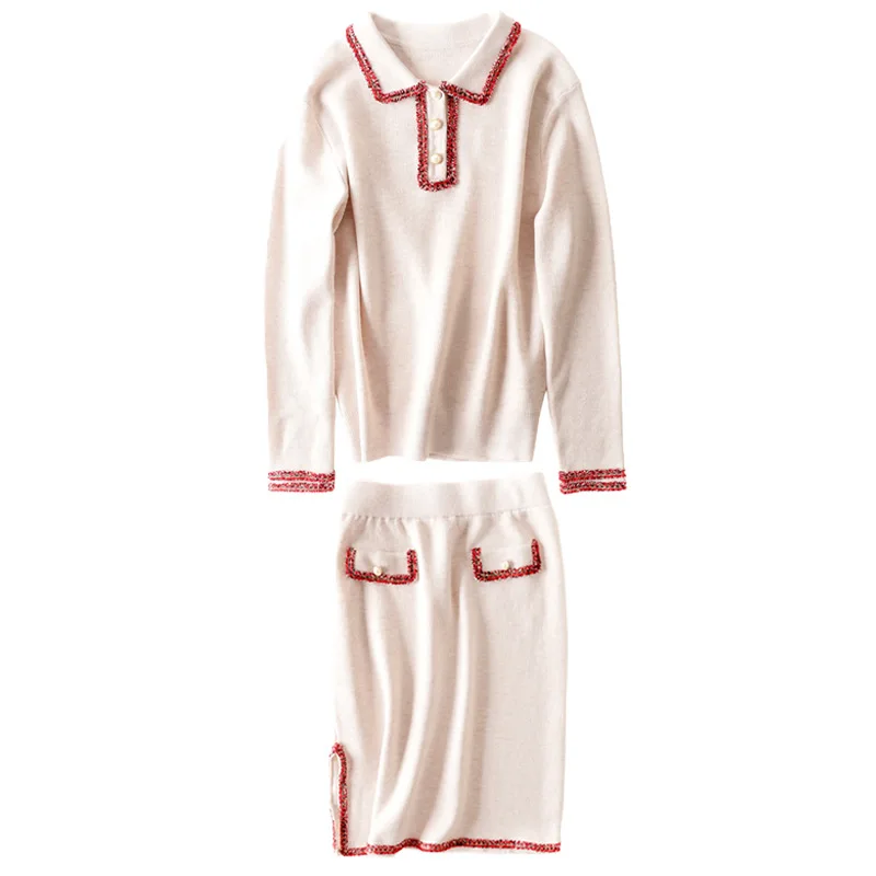 Light Luxury Small Fragrant Wind Knitted Wool Suit Dress Female 2021 Spring and Autumn New Two-piece Sweater + Skirt Female 
Light Luxury Small Fragrant Wind Knitted Wool Suit Dress Female 2021 Spring and Autumn New Two-piece Sweater + Skirt Female