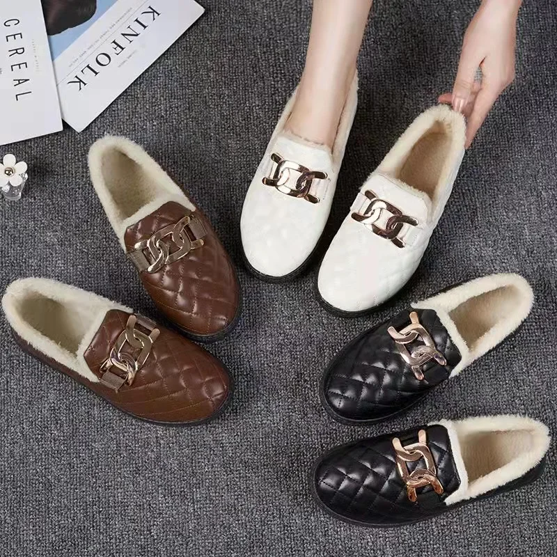 Winter Cotton Shoes PU Waterproof Women Plus Velvet Thick Non-slip Shoes Soft Warm Ladies Casual Flat Shoes Sandálias Femininas
Winter Cotton Shoes PU Waterproof Women Plus Velvet Thick Non-slip Shoes Soft Warm Ladies Casual Flat Shoes Sandálias Femininas