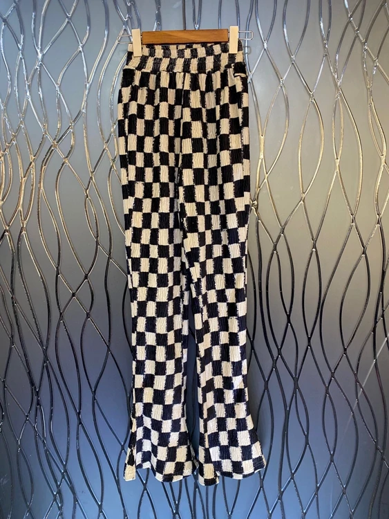 Женские клетчатые расклешенные брюки, повседневные брюки, подходящие по цвету, новинка 2021 
Женские клетчатые расклешенные брюки, повседневные брюки, подходящие по цвету, новинка 2021