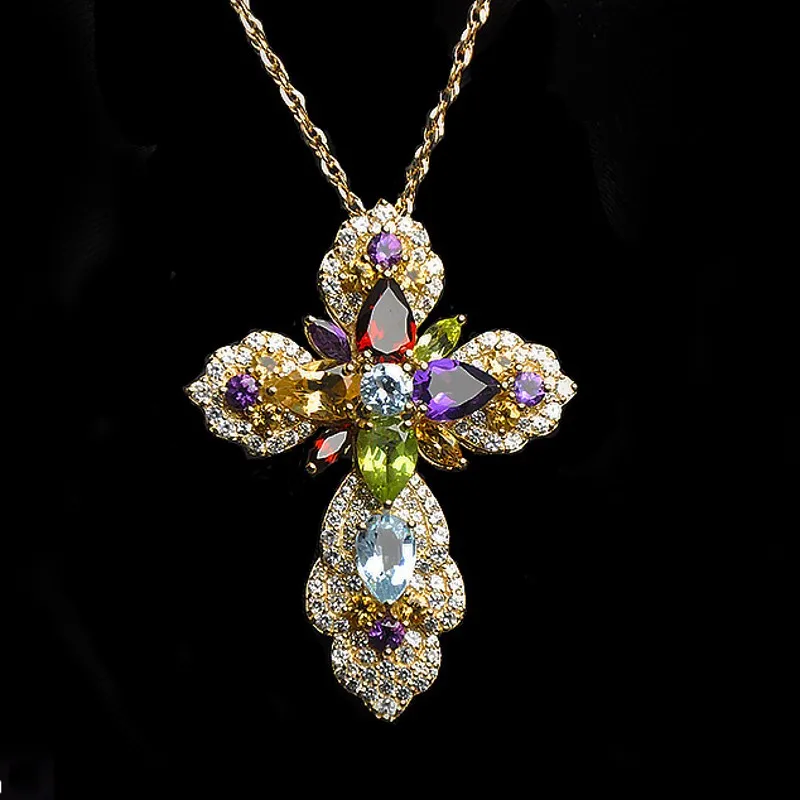 2021 Ltalian CraftsmanShip Multi-stone Pendant Cross s925 Silver Real Gold Plated Vintage Necklace Crystal Pendant for Woman
2021 Ltalian CraftsmanShip Multi-stone Pendant Cross s925 Silver Real Gold Plated Vintage Necklace Crystal Pendant for Woman