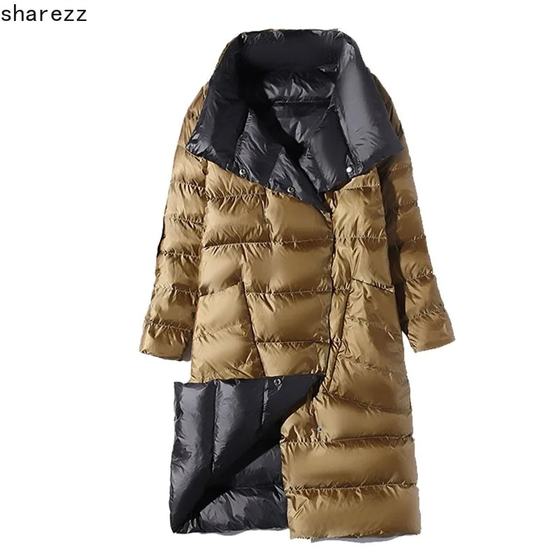 Nice Winter Light Thin White Duck Down Jacket Women Long Section Collar Double-sided Two Sides Through The Knee Thin Coat J9141
Nice Winter Light Thin White Duck Down Jacket Women Long Section Collar Double-sided Two Sides Through The Knee Thin Coat J9141