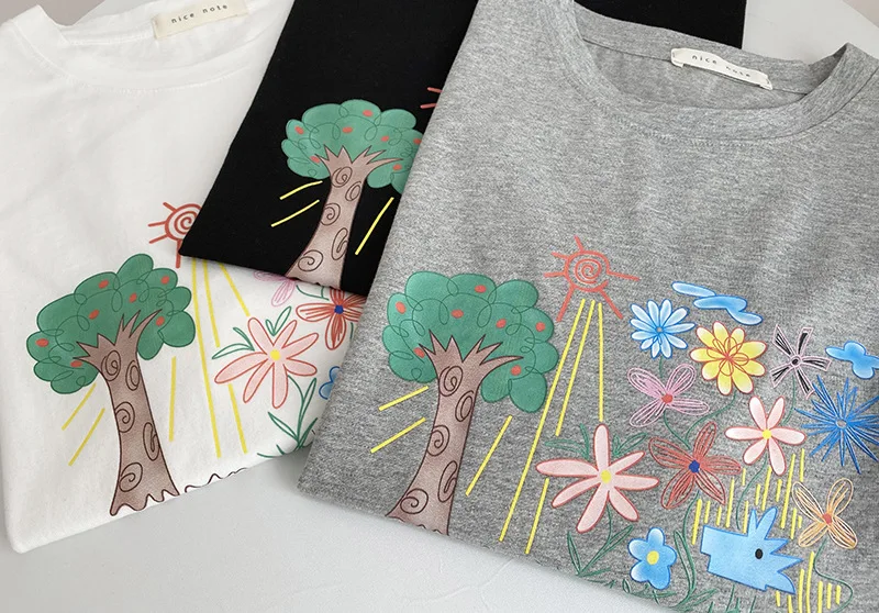 Women's Summer T Shirt Short Sleeve Flower Print Women Casual White T-Shirts Fashion Cotton Tops For Women Tees Blusa
Women's Summer T Shirt Short Sleeve Flower Print Women Casual White T-Shirts Fashion Cotton Tops For Women Tees Blusa