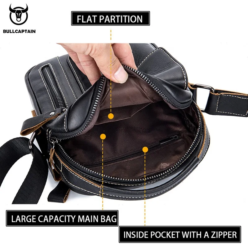 Bullcaptain Genuine Leather Men Shoulder Crossbody Bags Cow Leather Fashion Handbag Brand Casual Men's Messenger Bag Black
Bullcaptain Genuine Leather Men Shoulder Crossbody Bags Cow Leather Fashion Handbag Brand Casual Men's Messenger Bag Black