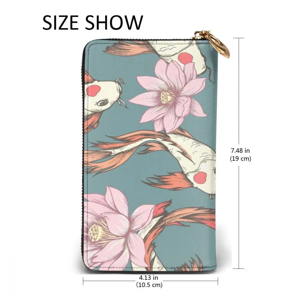 Fashion Leather Wallet Koi Carps And Lotuses Long Zipper Wallet Clutch Bag Purse for Woman Man Girls Boys
Fashion Leather Wallet Koi Carps And Lotuses Long Zipper Wallet Clutch Bag Purse for Woman Man Girls Boys