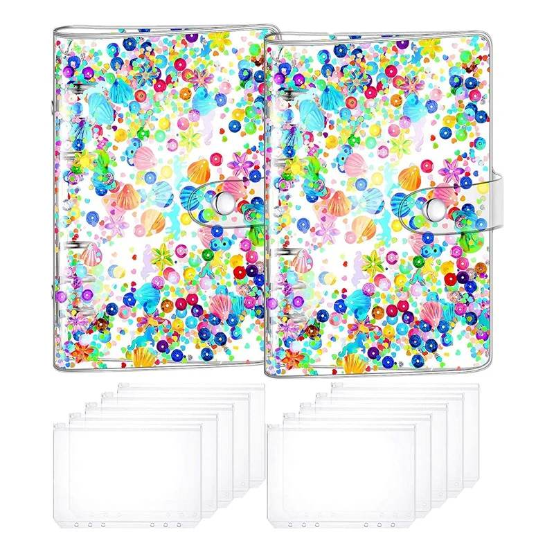 2Pc A6 Size 6 Holes Binder Cover Glitter Quicksand Soft PVC Planner Protector Glitter Budget Binder with 10Pcs A6 Binder
2Pc A6 Size 6 Holes Binder Cover Glitter Quicksand Soft PVC Planner Protector Glitter Budget Binder with 10Pcs A6 Binder