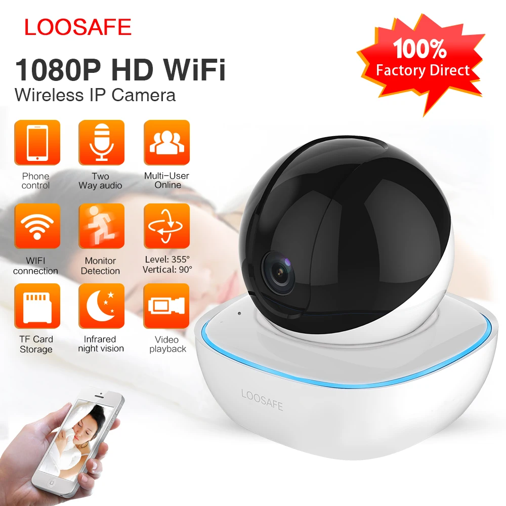 LOOSAFE Беспроводная ip камера видеонаблюдения 1080P автоматическое слежение ИК|Камеры