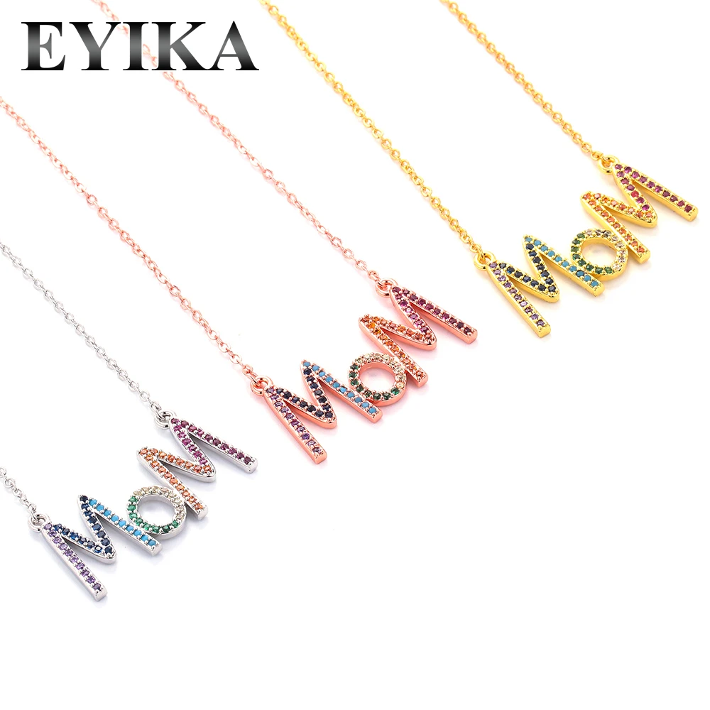 Цепочка EYIKA из разноцветного циркония с подвеской в виде надписи мама мамочка LOVE