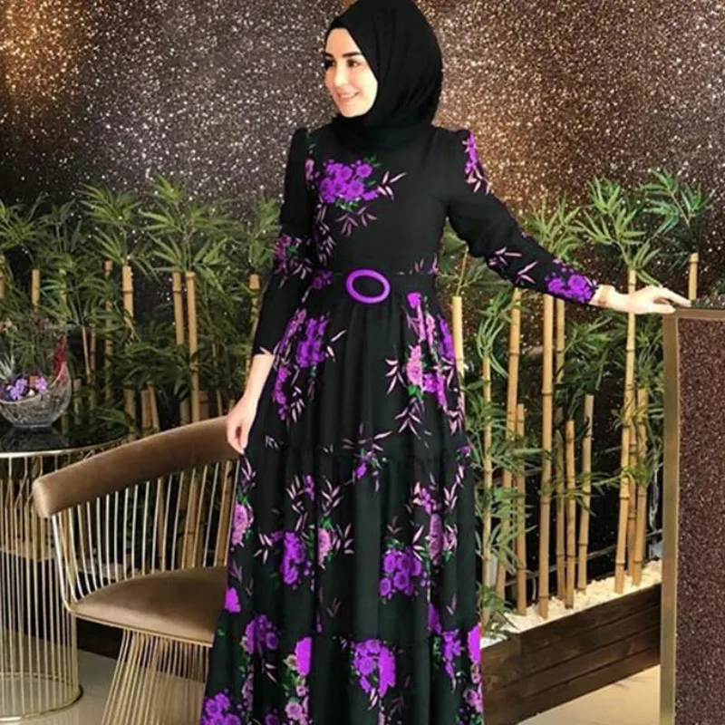 2020 Autumn and Winter New European Women's Popular Four-Color Black Printed Middle East National Style High Waist Dress Women
2020 Autumn and Winter New European Women's Popular Four-Color Black Printed Middle East National Style High Waist Dress Women