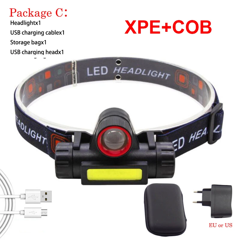 Mini Flashlight Portable Lantern XPE+COB LED Headlamp Camping Headlight USB Rechargeable Lighting Built-in 18650 Battery Outdoor
Mini Flashlight Portable Lantern XPE+COB LED Headlamp Camping Headlight USB Rechargeable Lighting Built-in 18650 Battery Outdoor