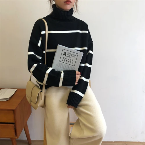 FMFFSOM 2020 New Spring Autumn Women's Turtleneck Striped Knitting Sweater Female Long Sleeve Casual Sweater Ladys Warm Slim Top
FMFFSOM 2020 New Spring Autumn Women's Turtleneck Striped Knitting Sweater Female Long Sleeve Casual Sweater Ladys Warm Slim Top