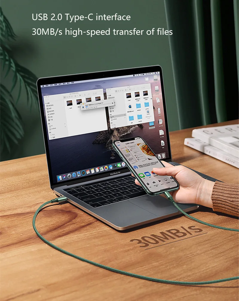 Кабель USB C для iPhone 12 11 Pro Max XS X 8 SE2 PD кабель быстрой зарядки и передачи данных iPad Macbook
