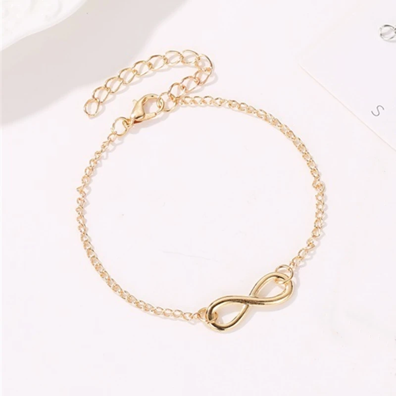 L040 Hot Minimalist Punk Vintage Bijoux Fashion Charm Infinity 8 Bracelets For Women Gift Men Chain Tiny Bangles Cheap Jewelry | Украшения