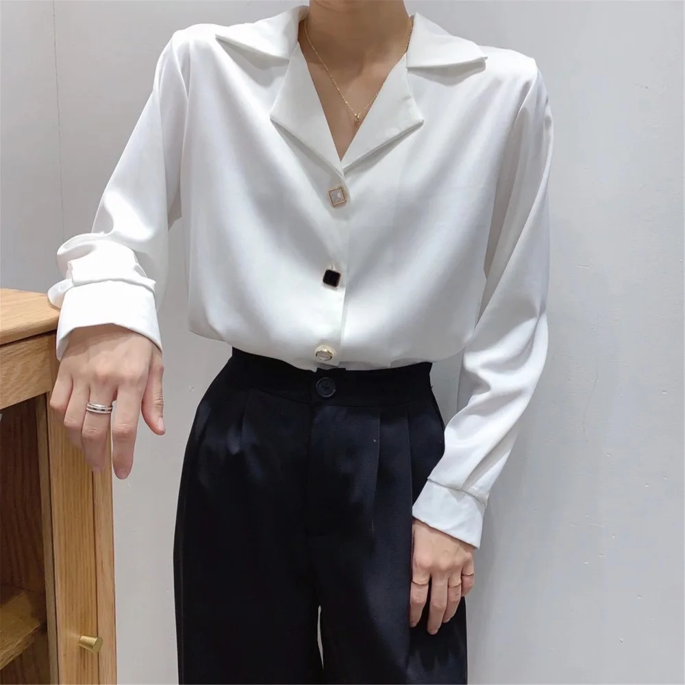 Office Lady V Turn-down Collar Shirts For Women Long Sleeve Fall Loose Chiffon Blouses Female 2021 OL Tops Summer Blusas T031
Office Lady V Turn-down Collar Shirts For Women Long Sleeve Fall Loose Chiffon Blouses Female 2021 OL Tops Summer Blusas T031