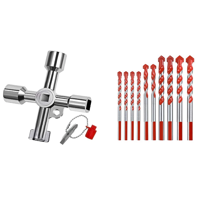 1Set 4 In1 Meter Box Key Gas Key Meter Key For Electric Cupboard Cabinet Opening Key & 10PCS Masonry Drill Bits Set
1Set 4 In1 Meter Box Key Gas Key Meter Key For Electric Cupboard Cabinet Opening Key & 10PCS Masonry Drill Bits Set