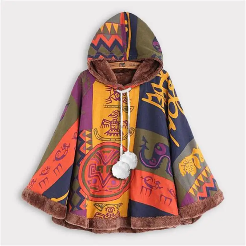 RAISEVERN 2020 Winter Coat Women Warm Vintage Print Ethnic Jacket Femmes Hooded Outerwear Drawstring Pom Poncho Coat 
RAISEVERN 2020 Winter Coat Women Warm Vintage Print Ethnic Jacket Femmes Hooded Outerwear Drawstring Pom Poncho Coat