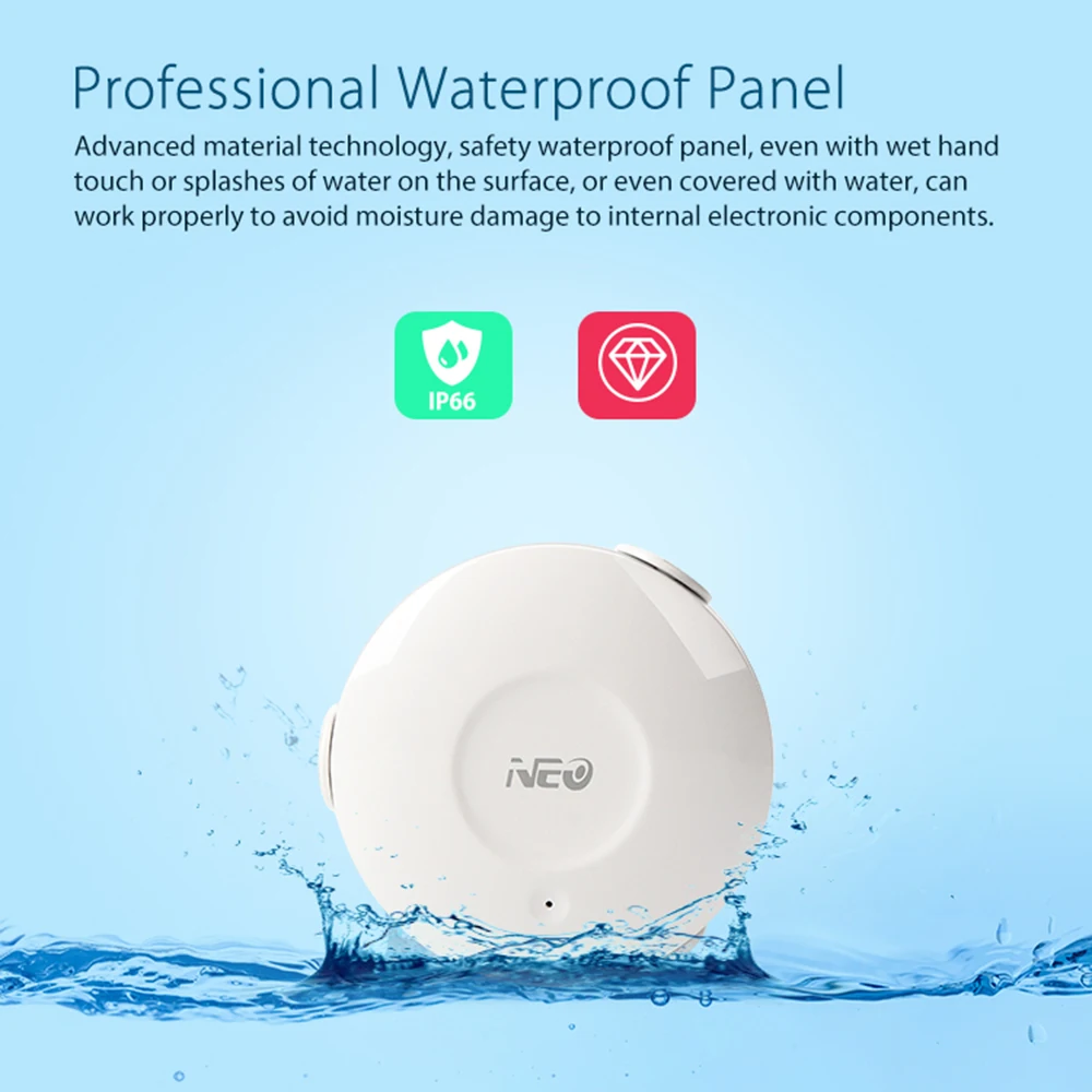 NEO Coolcam NAS-WS02W датчик утечки воды, датчик утечки воды, беспроводная Wi-Fi система автоматизации
NEO Coolcam NAS-WS02W датчик утечки воды, датчик утечки воды, беспроводная Wi-Fi система автоматизации