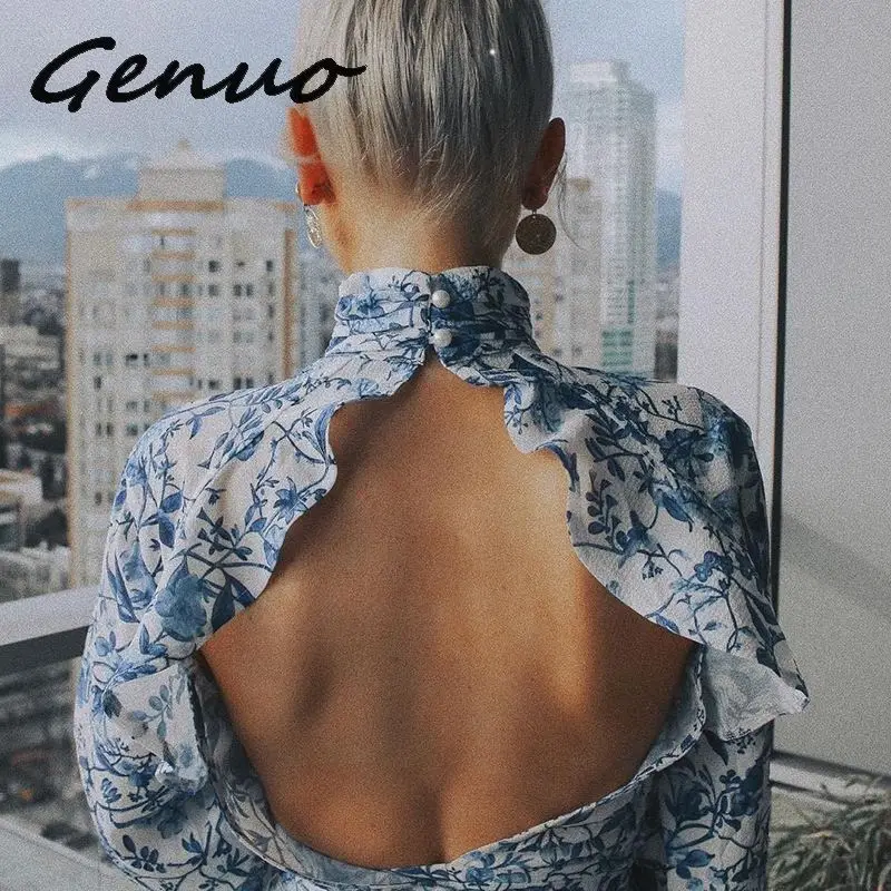 Genuo New Floral backless sexy blouse shirt women Long sleeve turtleneck boho autumn top blouse Ladies ruffles crop blusas mujer
Genuo New Floral backless sexy blouse shirt women Long sleeve turtleneck boho autumn top blouse Ladies ruffles crop blusas mujer