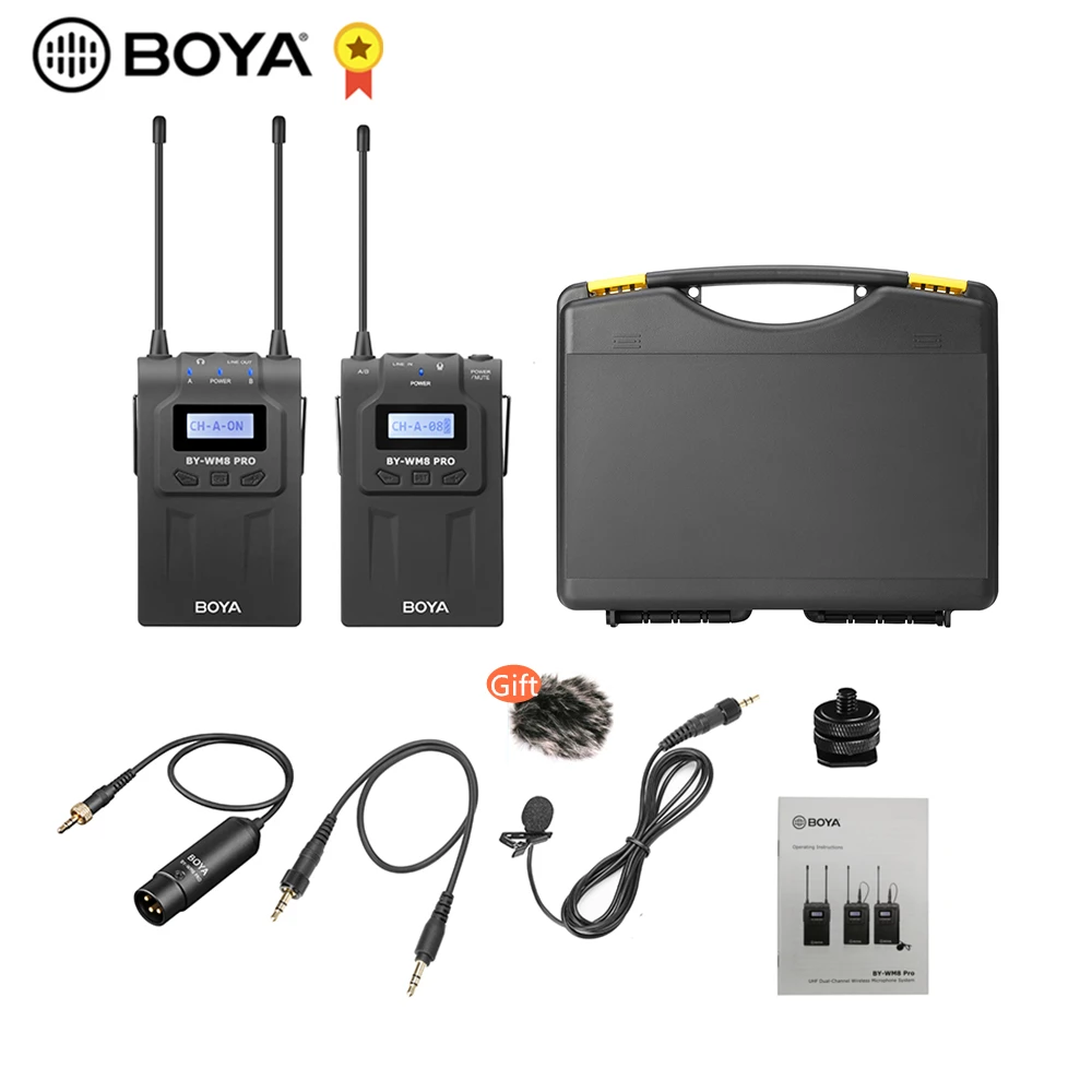 BOYA BY-WM8 Pro-K1 UHF Wireless Microphone (Transmitter+Receiver) 48 Channels Mono LCD Display 100M Range for Canon Nikon Sony 
BOYA BY-WM8 Pro-K1 UHF Wireless Microphone (Transmitter+Receiver) 48 Channels Mono LCD Display 100M Range for Canon Nikon Sony