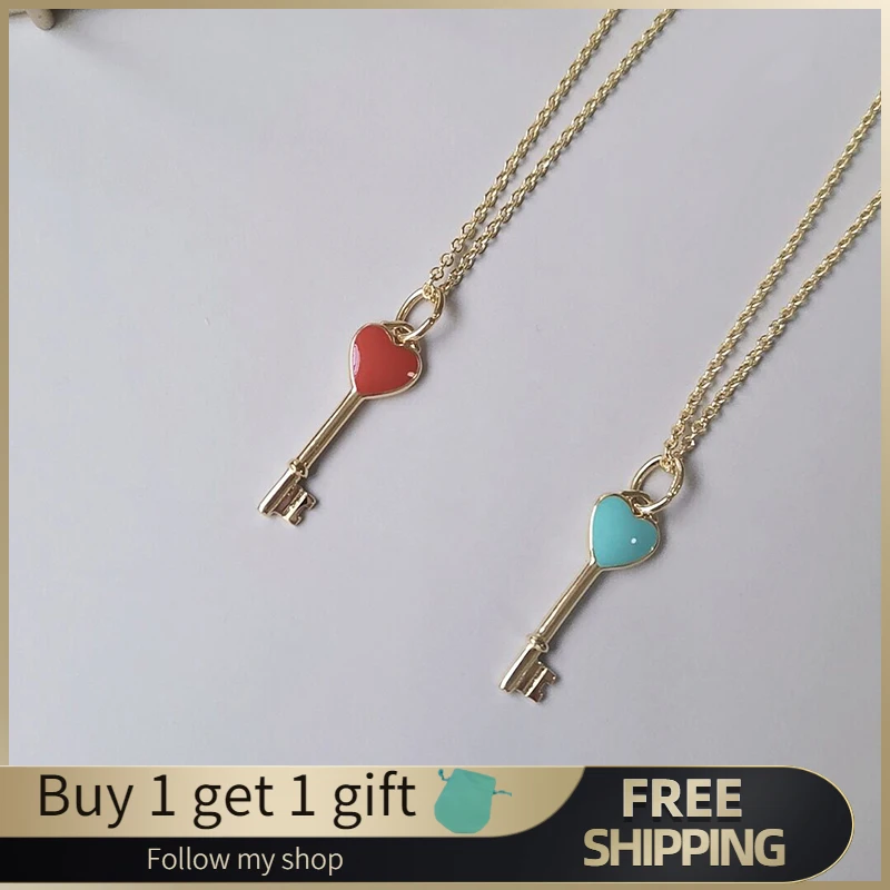 Love Heart Shaped Enamel Key Necklace Fashion Classic S925 Sterling Silver Necklaces High Quality Gift for Girlfriend
Love Heart Shaped Enamel Key Necklace Fashion Classic S925 Sterling Silver Necklaces High Quality Gift for Girlfriend