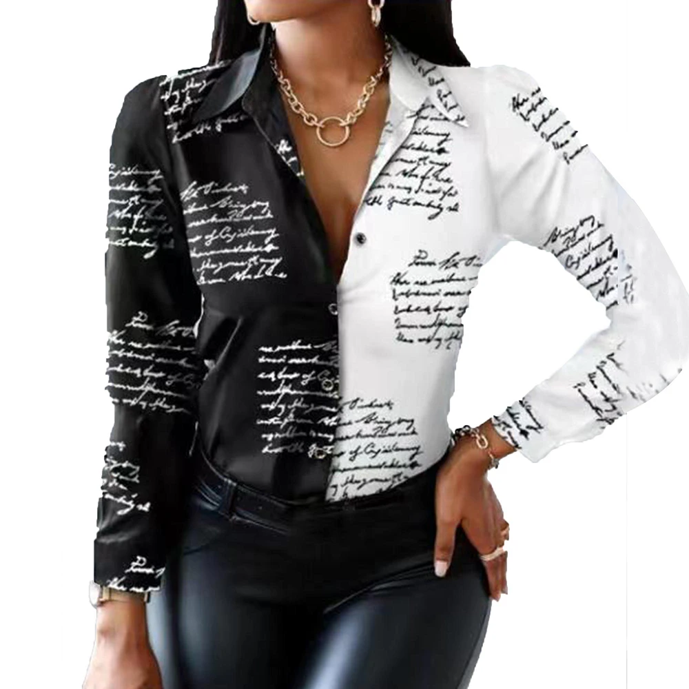 Fashion Women Button Turn-down Collar T Shirt Casual Print Tees Office Lady Work Ladies Commuter Patchwork Long Sleeve Shirts
Fashion Women Button Turn-down Collar T Shirt Casual Print Tees Office Lady Work Ladies Commuter Patchwork Long Sleeve Shirts