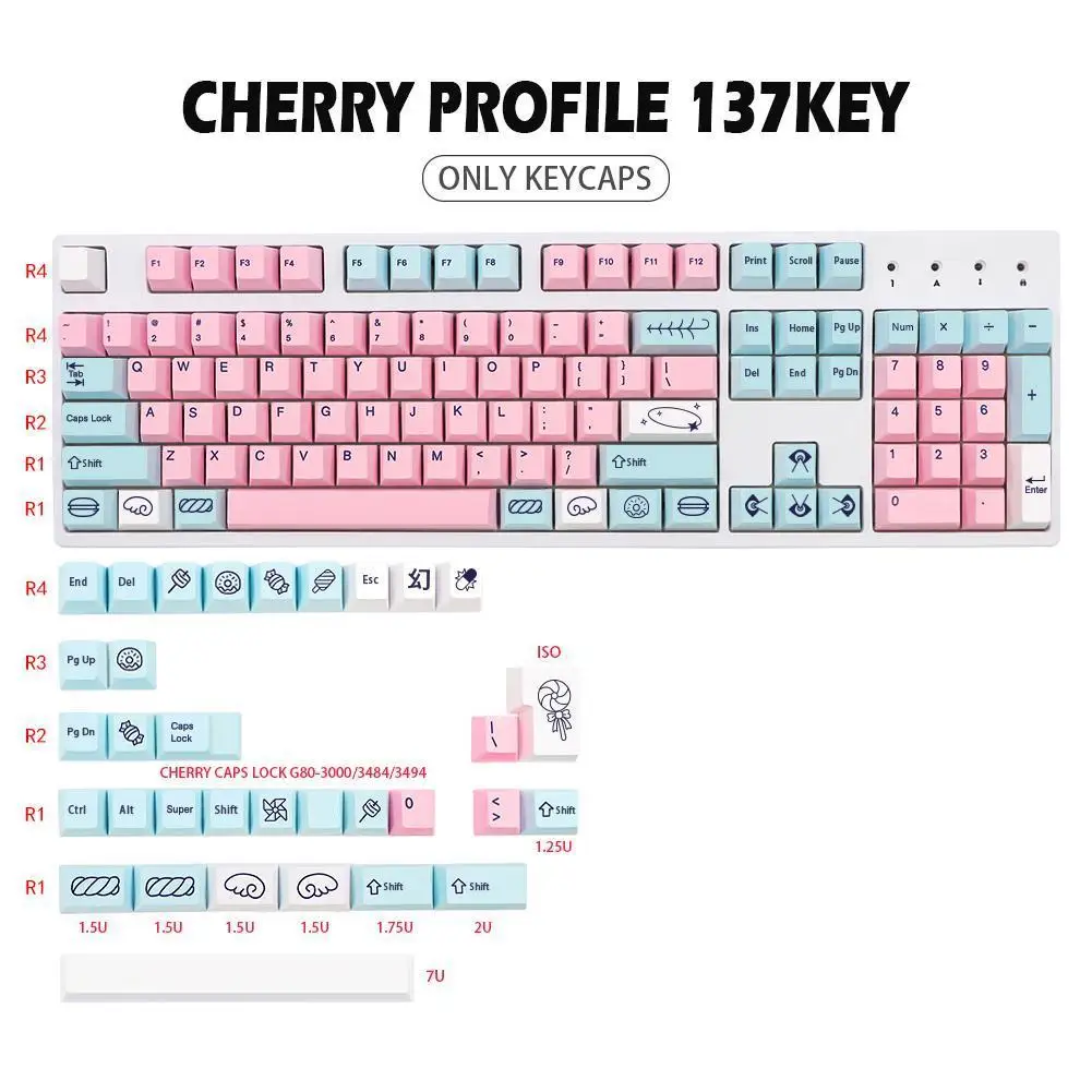 Колпачок для клавиш 137 для MX Switch GK61 64 108 6.25u/7u, подходит для высоты вишни
Колпачок для клавиш 137 для MX Switch GK61 64 108 6.25u/7u, подходит для высоты вишни