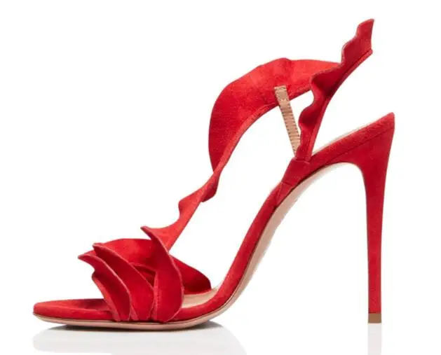 Plus Size Summer New Red Nude Suede Woman Open Toe Elastic Band Stiletto Heels Ruffles Sandals Elegant Party Wedding Shoes Lady
Plus Size Summer New Red Nude Suede Woman Open Toe Elastic Band Stiletto Heels Ruffles Sandals Elegant Party Wedding Shoes Lady