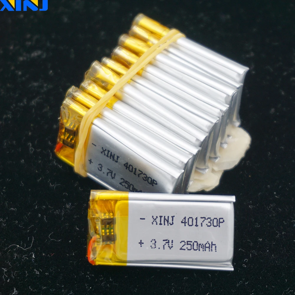 XINJ 10pcs 3.7V 250 mAh Polymer Li-Po Battery 401730 For DIY Mp3 Glasses Toys Headphones Bluetooth Speaker Smart Watches DVR DVC
XINJ 10pcs 3.7V 250 mAh Polymer Li-Po Battery 401730 For DIY Mp3 Glasses Toys Headphones Bluetooth Speaker Smart Watches DVR DVC