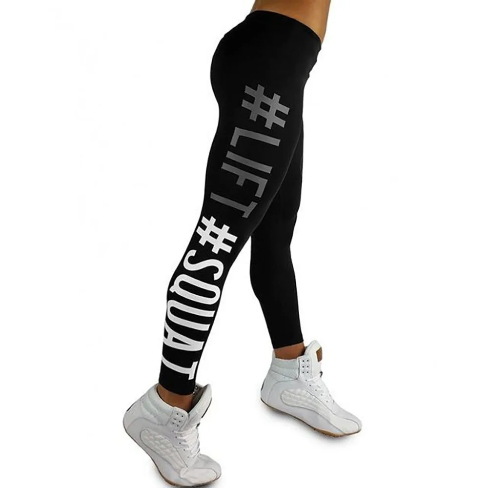 

Quickitout Summer Style Sexy Women's Leggings Lift Squat Letter Print Push Up Hips Pants Workout Fitness Leggings Slim Trousers