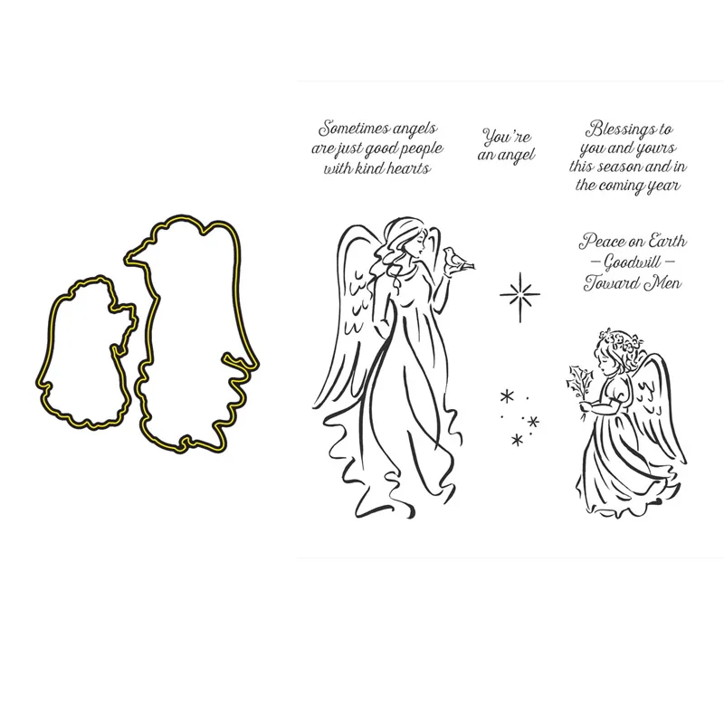 Angel of Peace Stamp and Dies Beautiful Greetings and Angel 2021 New Christmas Clear Stamps for DIY Scrapbooking Card Making 
Angel of Peace Stamp and Dies Beautiful Greetings and Angel 2021 New Christmas Clear Stamps for DIY Scrapbooking Card Making