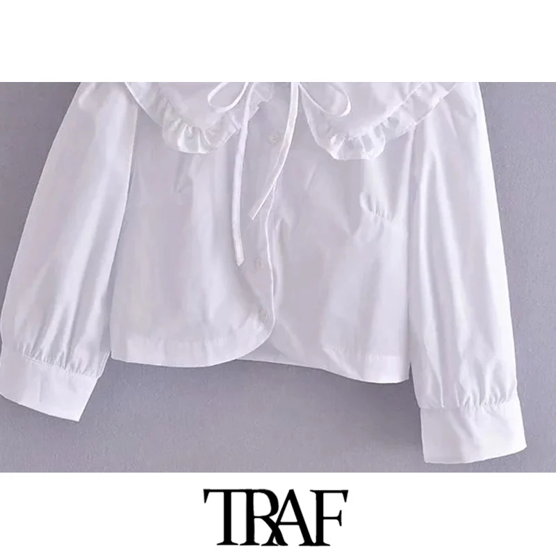 TRAF Women Sweet Fashion With Ruffle Trims Cropped White Blouses Vintage Three Quarter Sleeve Female Shirts Chic Tops
TRAF Women Sweet Fashion With Ruffle Trims Cropped White Blouses Vintage Three Quarter Sleeve Female Shirts Chic Tops