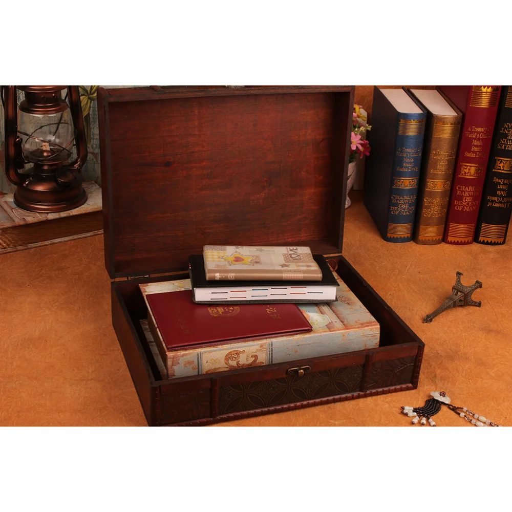 Vintage Desktop Storage Boxes Wooden Books Storage Case Jewelry Container Large Sundries Document Box without Lock (Chinese Styl
Vintage Desktop Storage Boxes Wooden Books Storage Case Jewelry Container Large Sundries Document Box without Lock (Chinese Styl