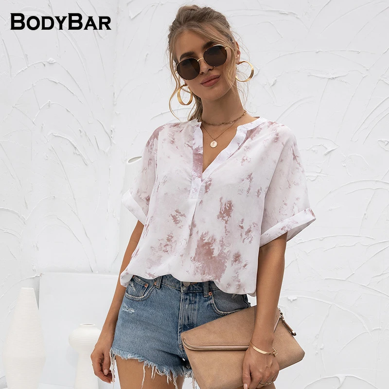 Casual V-neck Shirt Summer New Arrivals Short-sleeve Ladies Blouse Tie-dye Printing Loose Blusa Large Size Chiffon Women Shirts
Casual V-neck Shirt Summer New Arrivals Short-sleeve Ladies Blouse Tie-dye Printing Loose Blusa Large Size Chiffon Women Shirts
