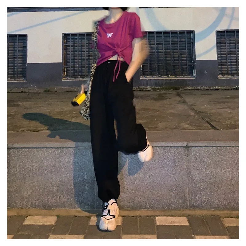 Elastic Waist Split Pants Woman Chic Blue Solid Straight Leg Pants Female Clothes Purple Loose Bottom Trousers Woman Summer New
Elastic Waist Split Pants Woman Chic Blue Solid Straight Leg Pants Female Clothes Purple Loose Bottom Trousers Woman Summer New
