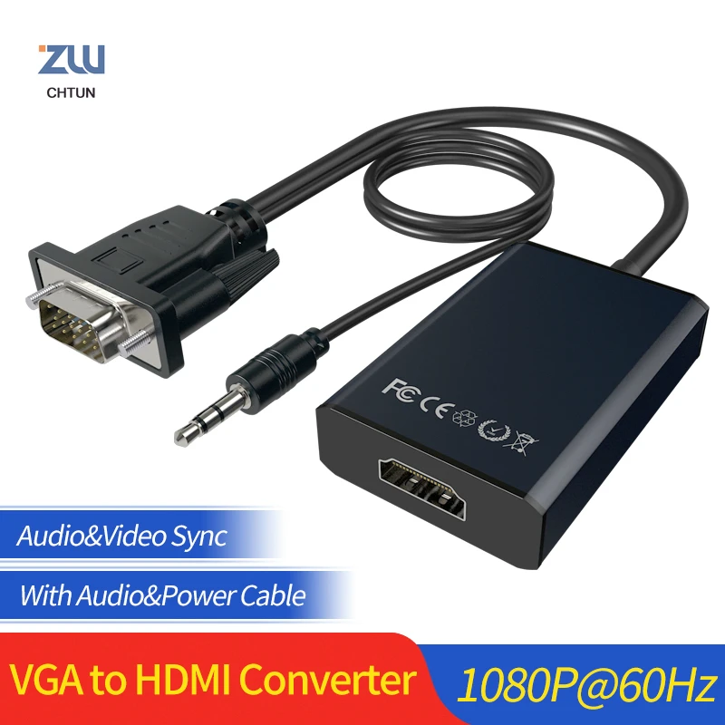 GCX преобразователь из VGA в HDMI с аудио 1080P VGA2HDMI видео адаптер для ПК HD ТВ проектор