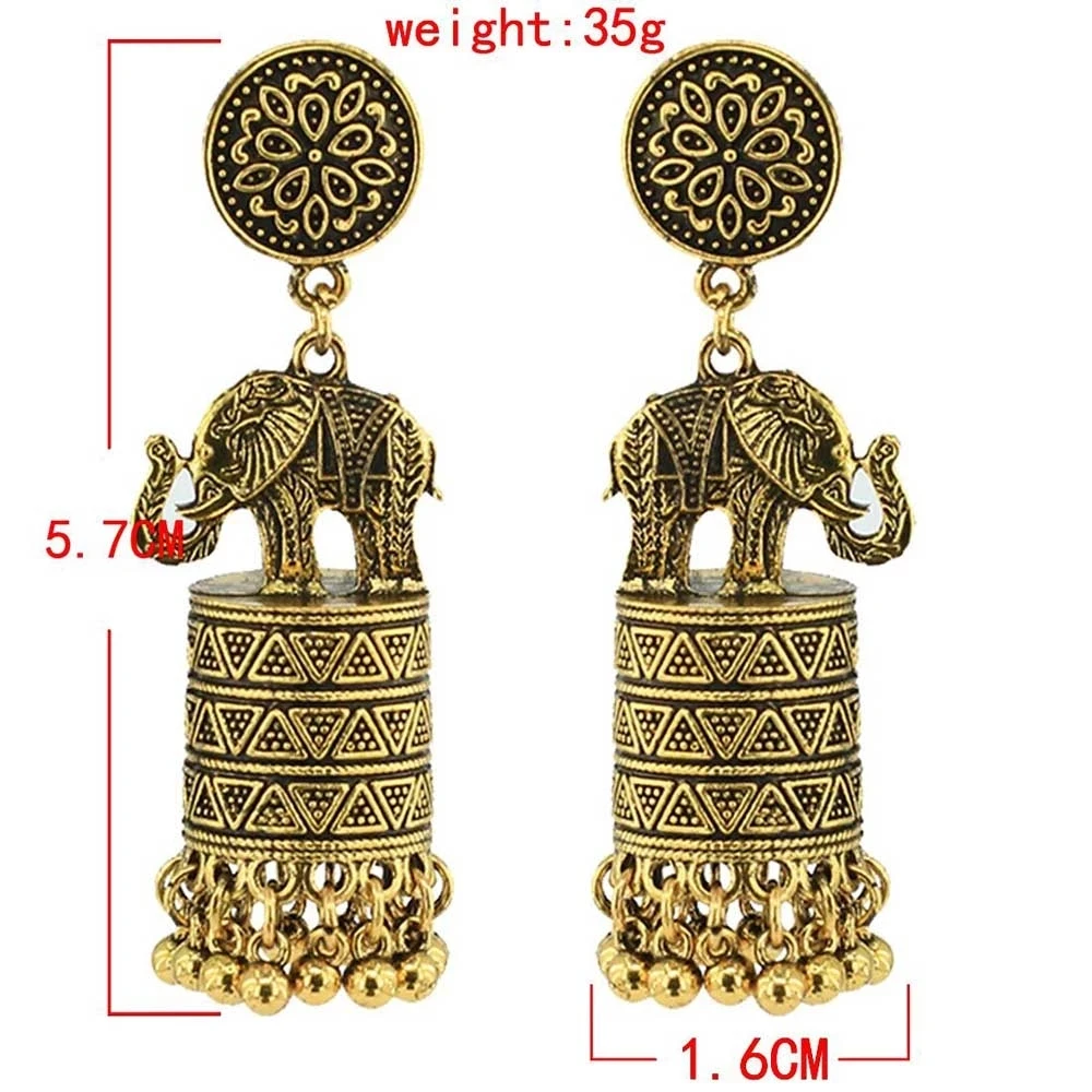 Винтажные этнические индийские серьги Jhumka золотого цвета тайские