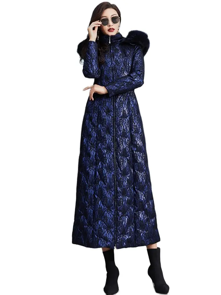 2021 New Dark Blue Composite Lace Fur Collar Women's Long High-End Waist Slim-Fit Coat White Duck Down Jacket
2021 New Dark Blue Composite Lace Fur Collar Women's Long High-End Waist Slim-Fit Coat White Duck Down Jacket