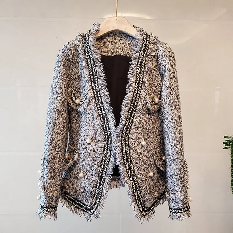 Женская твидовая куртка, подиумная верхняя одежда на осень и зиму
Женская твидовая куртка, подиумная верхняя одежда на осень и зиму