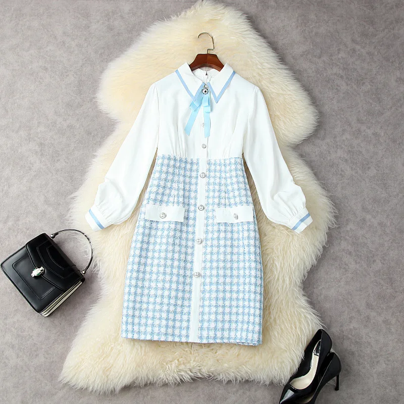 Lady Dress Autumn 2021 New Women's Clothes Fashion Patchwork Tweed Turn Down Collar French Style Fake Two-Piece Dress Above Knee
Lady Dress Autumn 2021 New Women's Clothes Fashion Patchwork Tweed Turn Down Collar French Style Fake Two-Piece Dress Above Knee