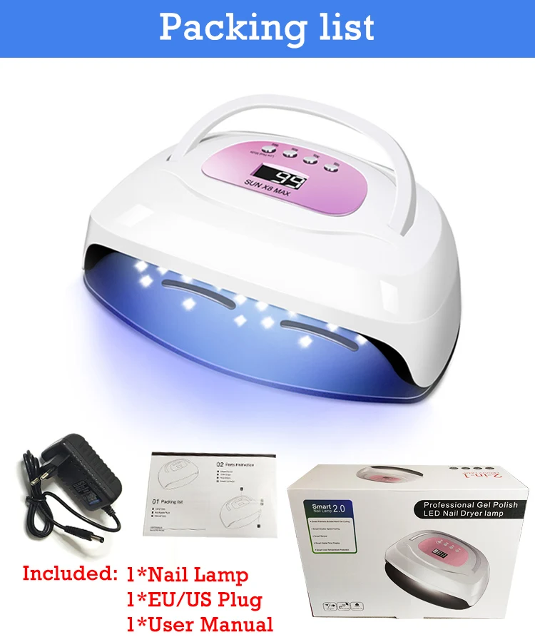 SUN X8 Max Nail Lamp Large Space UV LED Lamp For Drying Nails With 57 Beads 220W High Power And Smart Nail Dryer
SUN X8 Max Nail Lamp Large Space UV LED Lamp For Drying Nails With 57 Beads 220W High Power And Smart Nail Dryer