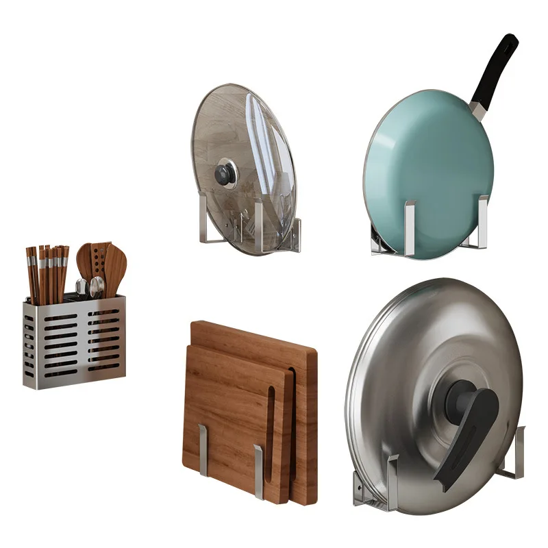 Stainless steel kitchen rack wall-mounted spice rack knife holder punching cutting board pot lid multifunctional chopsticks cage 
Stainless steel kitchen rack wall-mounted spice rack knife holder punching cutting board pot lid multifunctional chopsticks cage