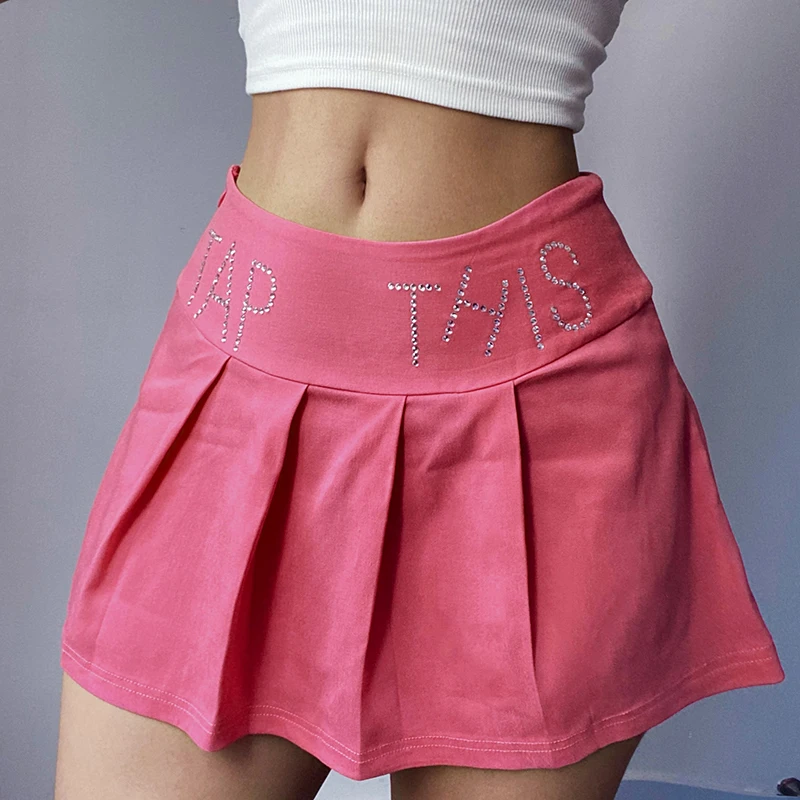 Rhinestone Letter Y2K Skirt Fairy Grunge 2021 Fashion New Pink Pleated Mini Skirt Hot Girl Nightclub Streetwear Women Clothes
Rhinestone Letter Y2K Skirt Fairy Grunge 2021 Fashion New Pink Pleated Mini Skirt Hot Girl Nightclub Streetwear Women Clothes