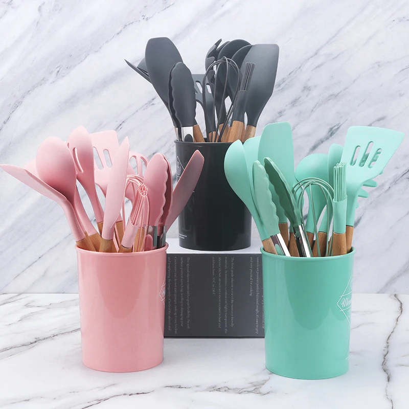 11pcs Silicone Kitchenware Non-stick Pan Kitchen Tools Set Cooking Utensils Set With Storage Bucket For Kitchen K9Store
11pcs Silicone Kitchenware Non-stick Pan Kitchen Tools Set Cooking Utensils Set With Storage Bucket For Kitchen K9Store