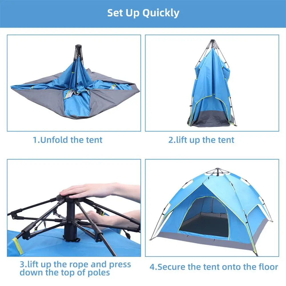180T Silver Tape Camping Tent 4-side 2-Layers Double-door Hydraulic Easy Setup Tent Sun Shelter For 3~4 People Family Members
180T Silver Tape Camping Tent 4-side 2-Layers Double-door Hydraulic Easy Setup Tent Sun Shelter For 3~4 People Family Members